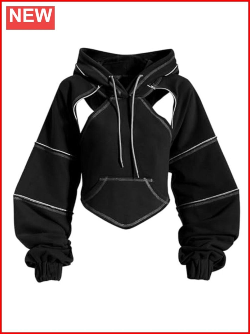 Crop Hoodie Womens Pullover Long Sleeve Hooded Sweatshirt Cutout Backless